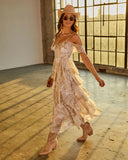 Sunset Drifter Ruffle Paisley Print Maxi Dress