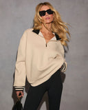 Minimal Edge Striped Quarter Zip Sweater