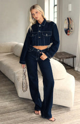 Something To Prove High Rise Straight Leg Jeans Dark Indigo