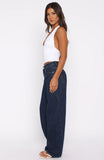 Kiara Mid Rise Barrel Leg Jeans Dark Blue