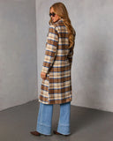Isarn Plaid Double Breasted Long Coat