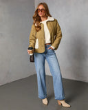 Glazed Mornings Sherpa Trim Quilted Puffer Jacket