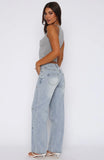 Athina Low Rise Wide Leg Jeans Light Blue