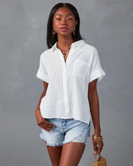 Krissy Cotton Woven Button Down Top