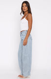 Kiara Mid Rise Barrel Leg Jeans Mid Blue