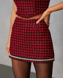 Fionne Frayed Rhinestone Trim Plaid Mini Skort