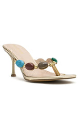 Nina Beaded Mules Metallic Gold