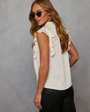 Tacie Mockneck Ruffle Sleeve Blouse