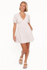 Cadhla Mini Dress Beige Gingham