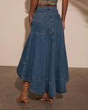 Grizelle High Low Denim Maxi Skirt
