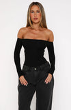 Confidence Check Long Sleeve Bodysuit Black
