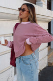 Touchdown Long Sleeve Tee Pink Stripe