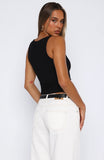 Filled With Life Ribbed Tank Black