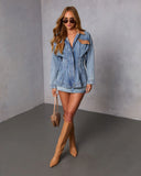 Amber Field Suede Trim Denim Barn Jacket
