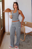 Looking Back Wide Leg Pants Grey Stripe