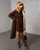 Amaranta Belted Colorblock Wool Coat