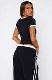 Trying Too Hard Baby Tee Dark Navy