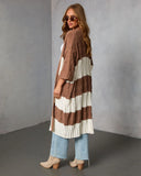 Nestle Down Contrast Stripe Knit Cardigan