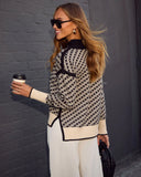Alma Cross Jacquard Mock Neck Sweater