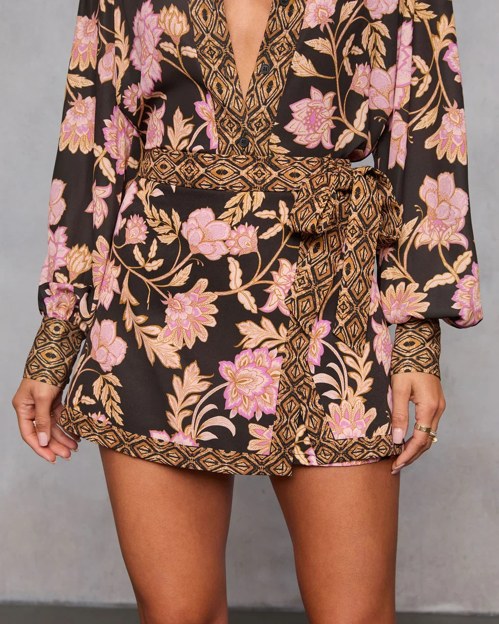 Ivy Embrace Floral Wrap Mini Skort