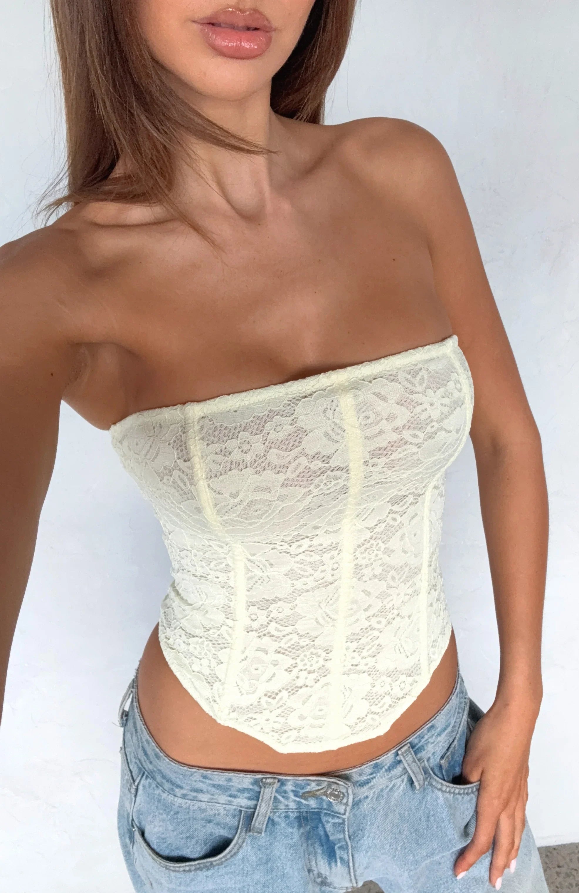 Play Your Part Strapless Bustier Lemon