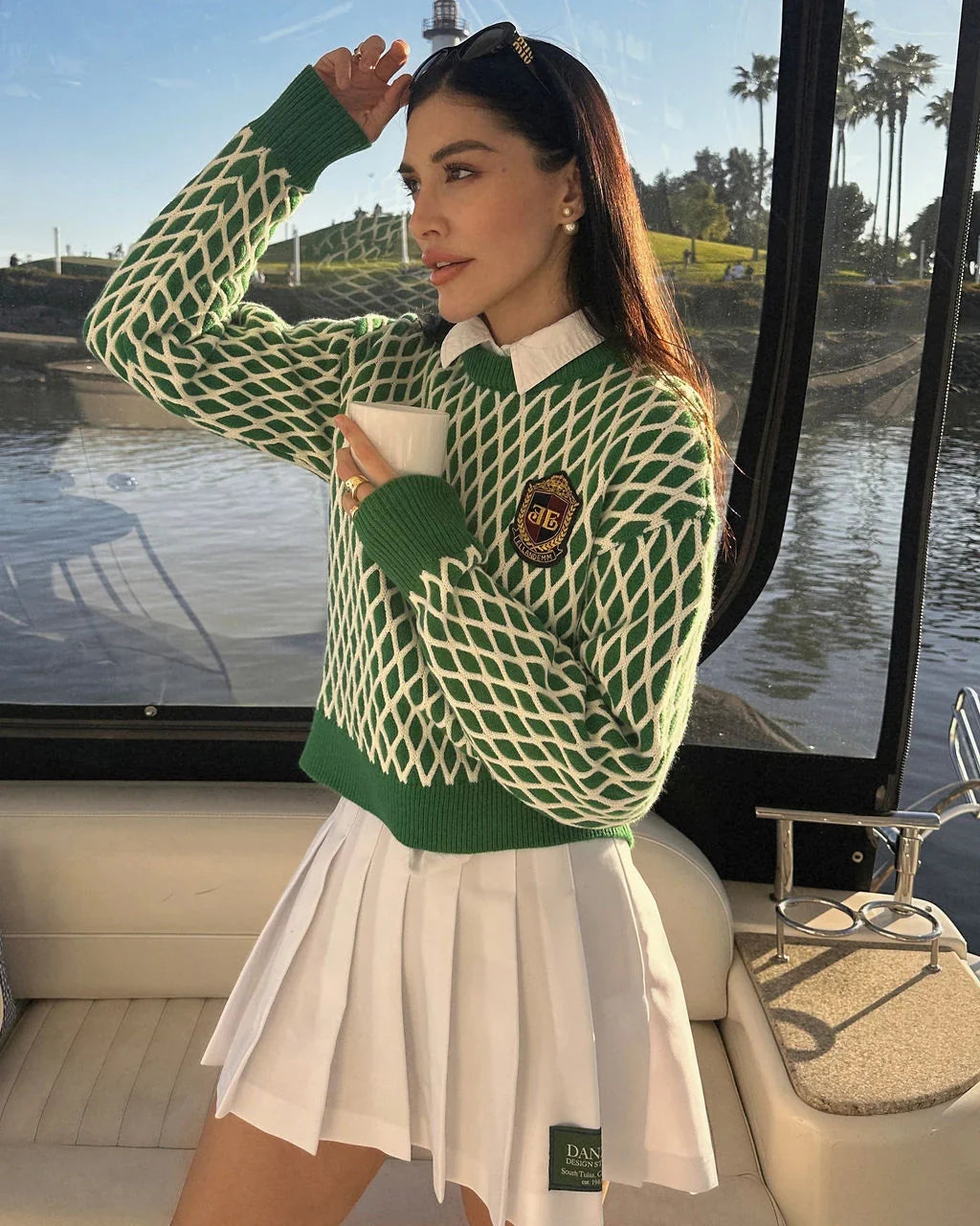 Waldorf Crest Diamond Print Sweater