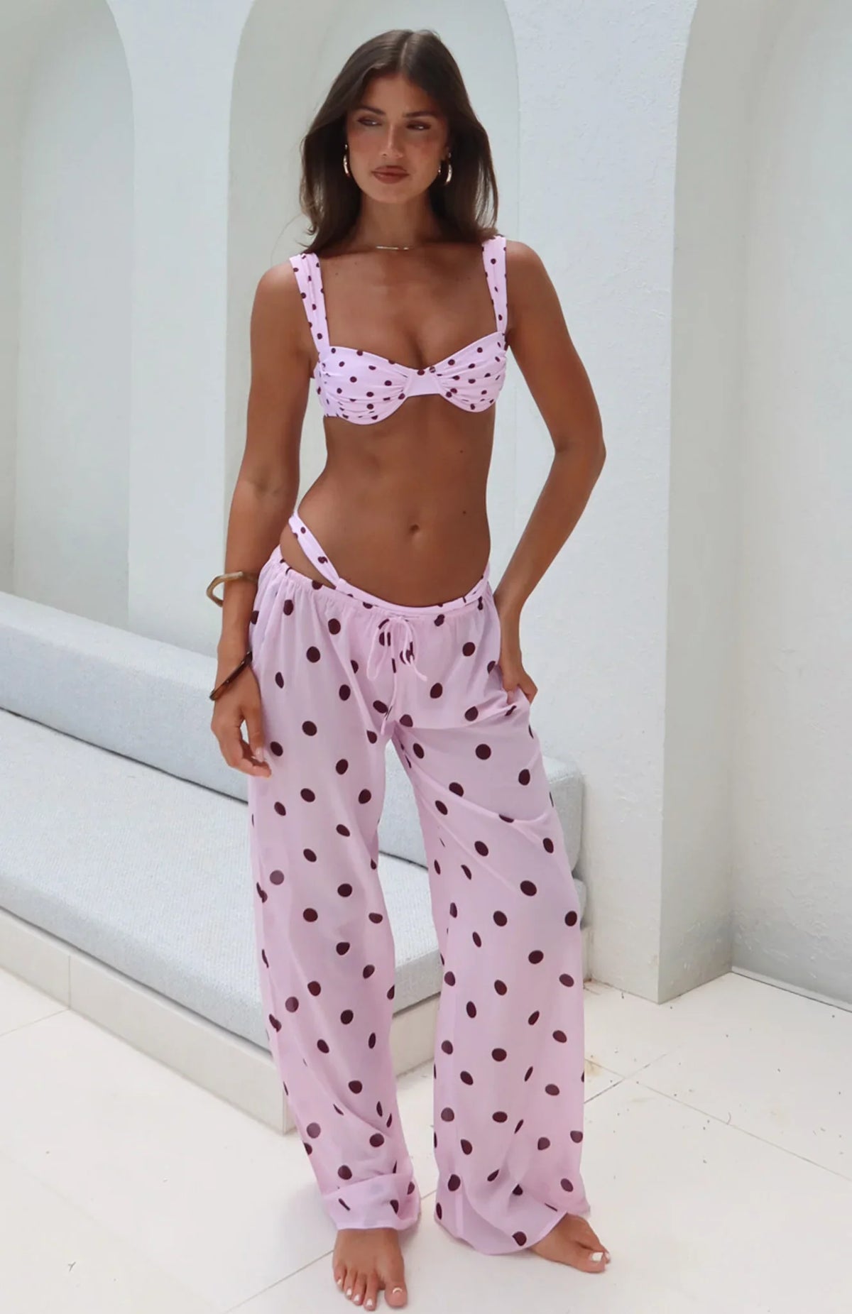 Croatian Coast Pants Pink Polka Dot
