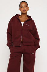 Test Drive Boxy Zip Front Hoodie Dark Cherry