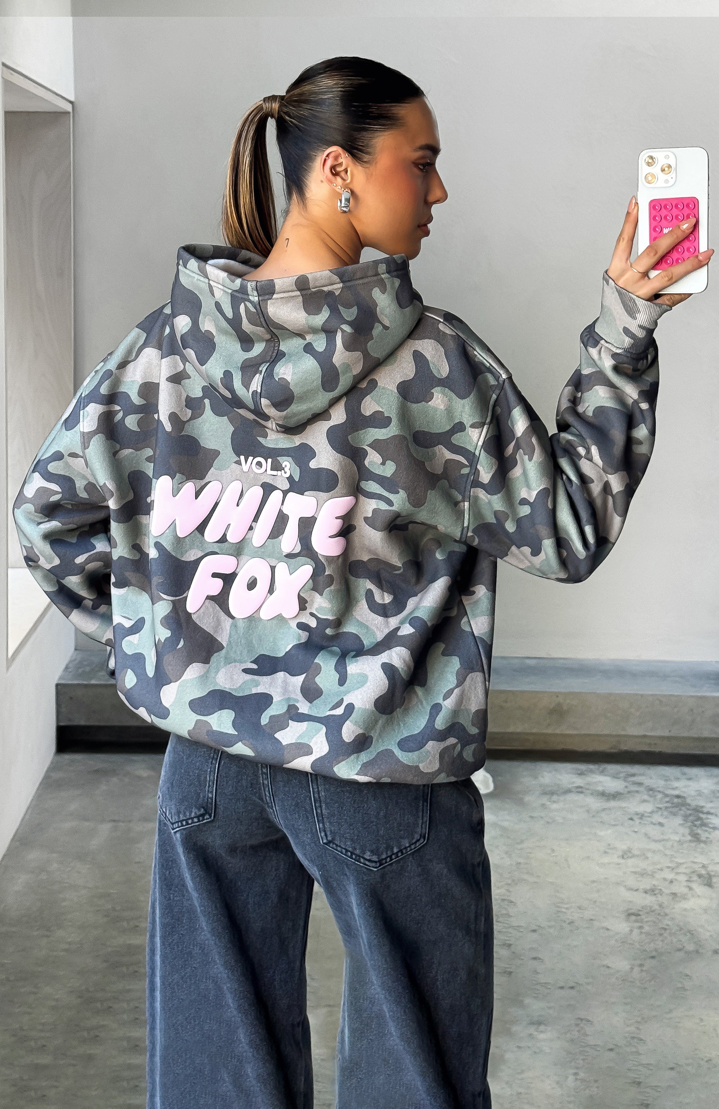 Offstage Printed Oversized Hoodie Washed Camo