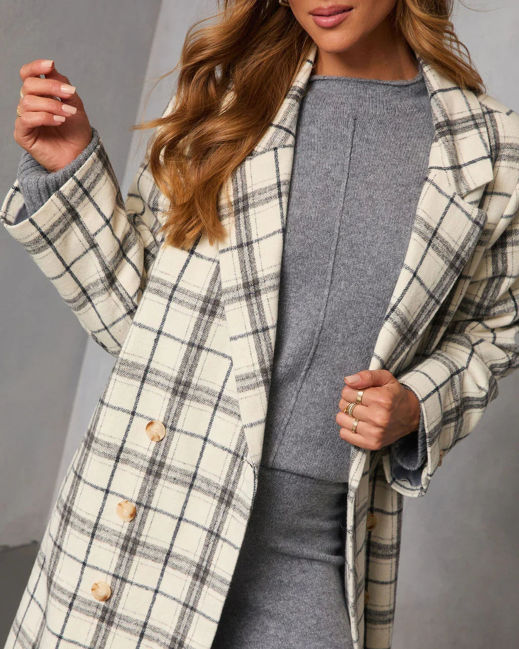 Verone Plaid Print Trench Coat