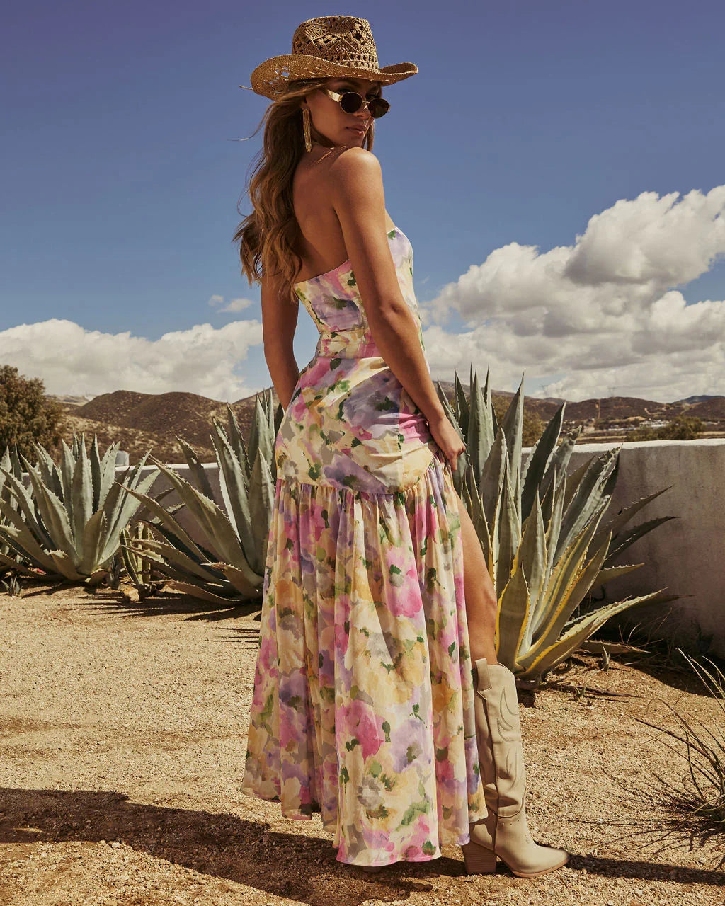 Estella Floral Strapless Maxi Dress