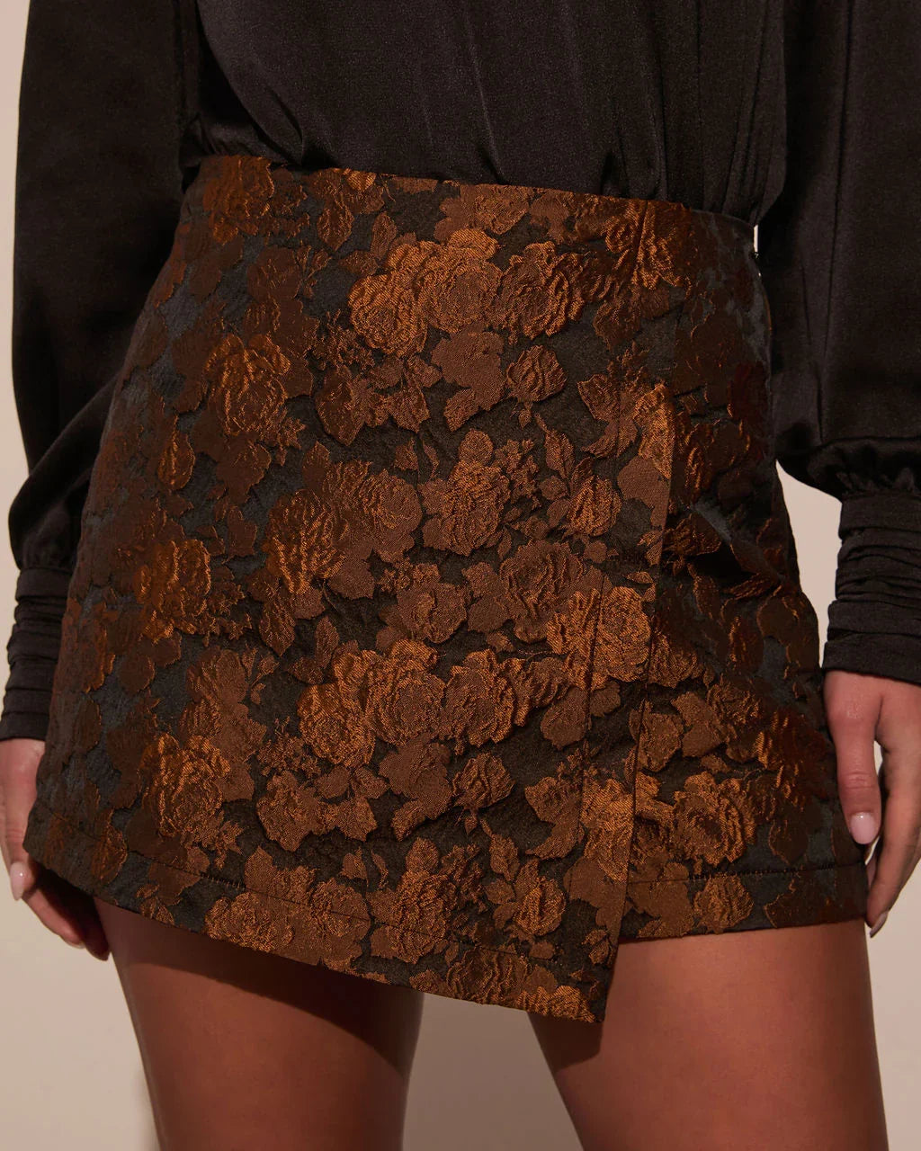 Warm Gather Floral Jacquard Mini Skort