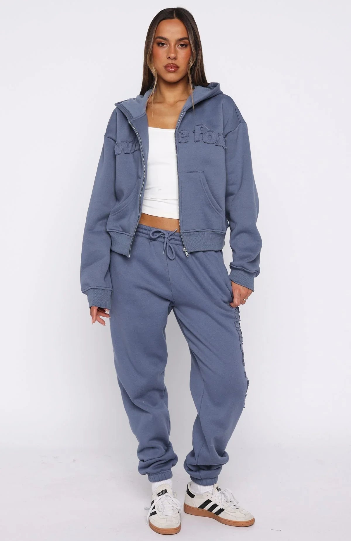 From The Archives Lexi Boxy Zip Front Hoodie Ocean