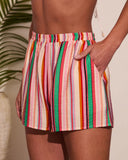 Tropic Chic Striped Mid Rise Shorts