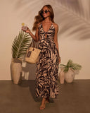 Palm Paradise Front Tie Maxi Dress