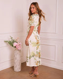 Sweet Tropics Belted Floral Midi Dress