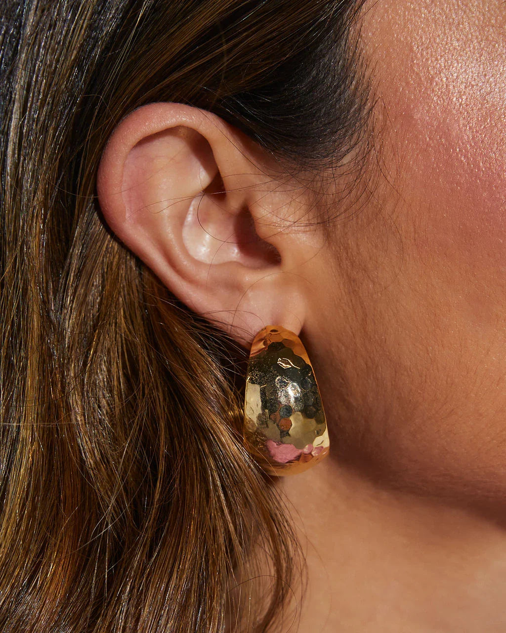 Romy Wide Hammered Hoop Earrings