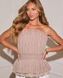 Amara Glow Strapless Tulle Top