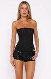 Spotlight On Me Strapless Bustier Black Glitter