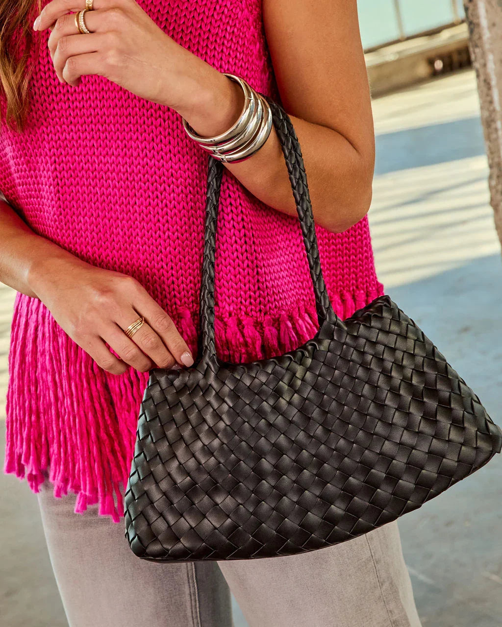 Tove Woven Vegan Leather Tote Bag
