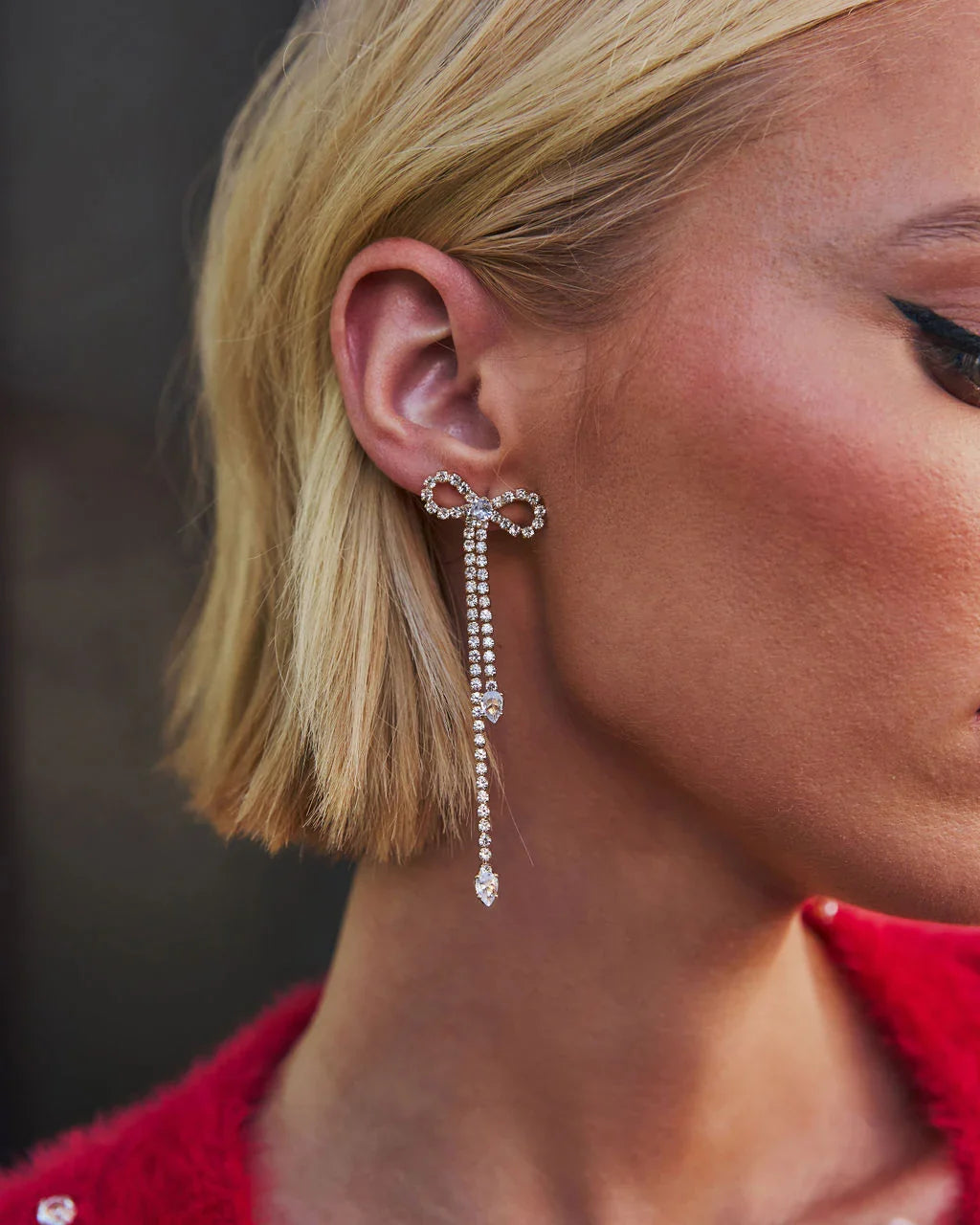 Final Touch Rhinestone Bow Earrings