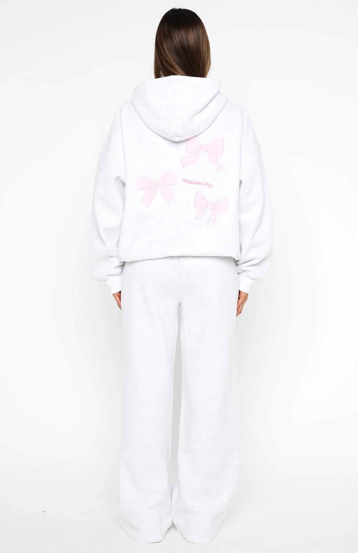 Daydreamers Madeline Wide Leg Sweatpants Grey Marle