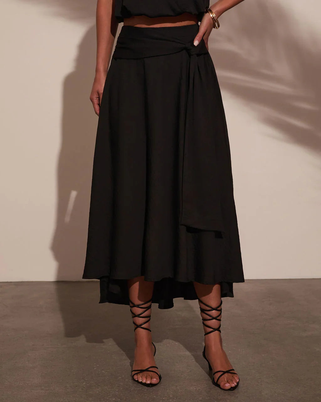 Sharena Waist Tie Midi Skirt