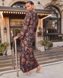 Fallen Leaves Printed Maxi Dress