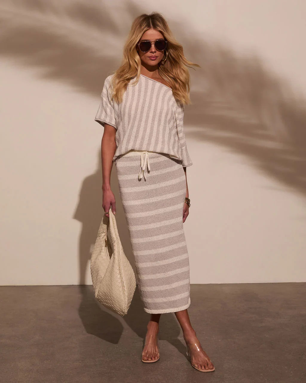 Mellow Mood Knit Drawstring Midi Skirt