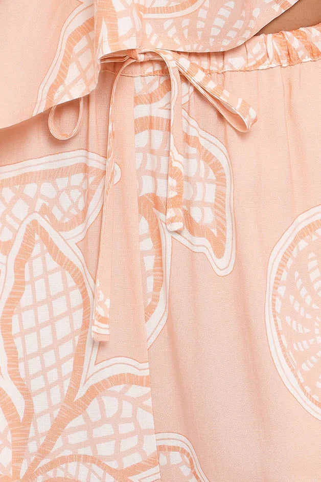 Lira Tie Waist Pant Peach Floral