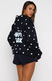 Offstage Printed Oversized Hoodie Navy Polka Dot