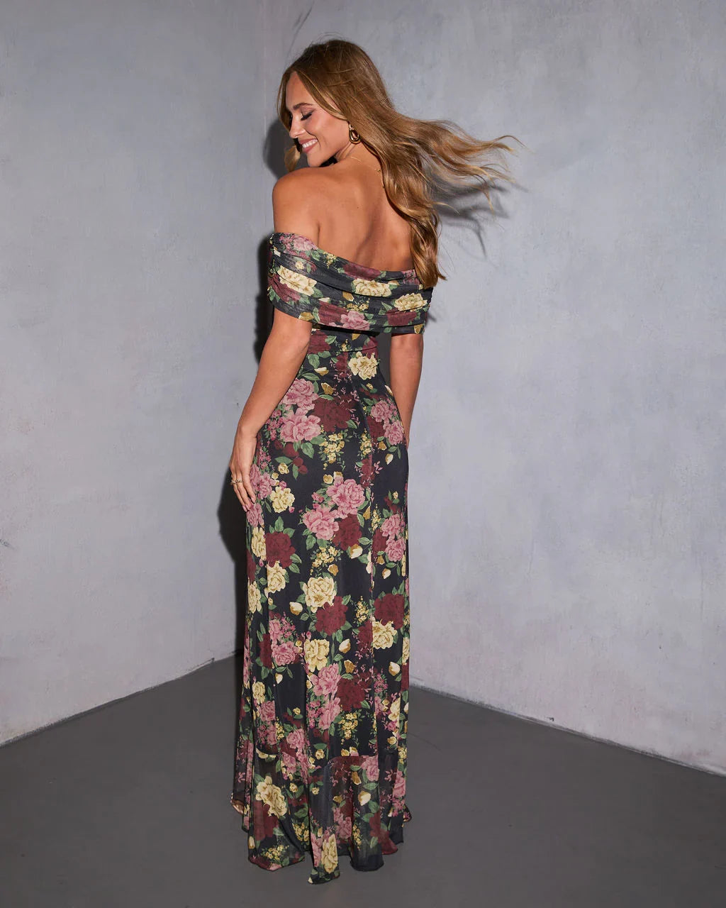 Softest Yes Printed Off The Shoulder Maxi Dress