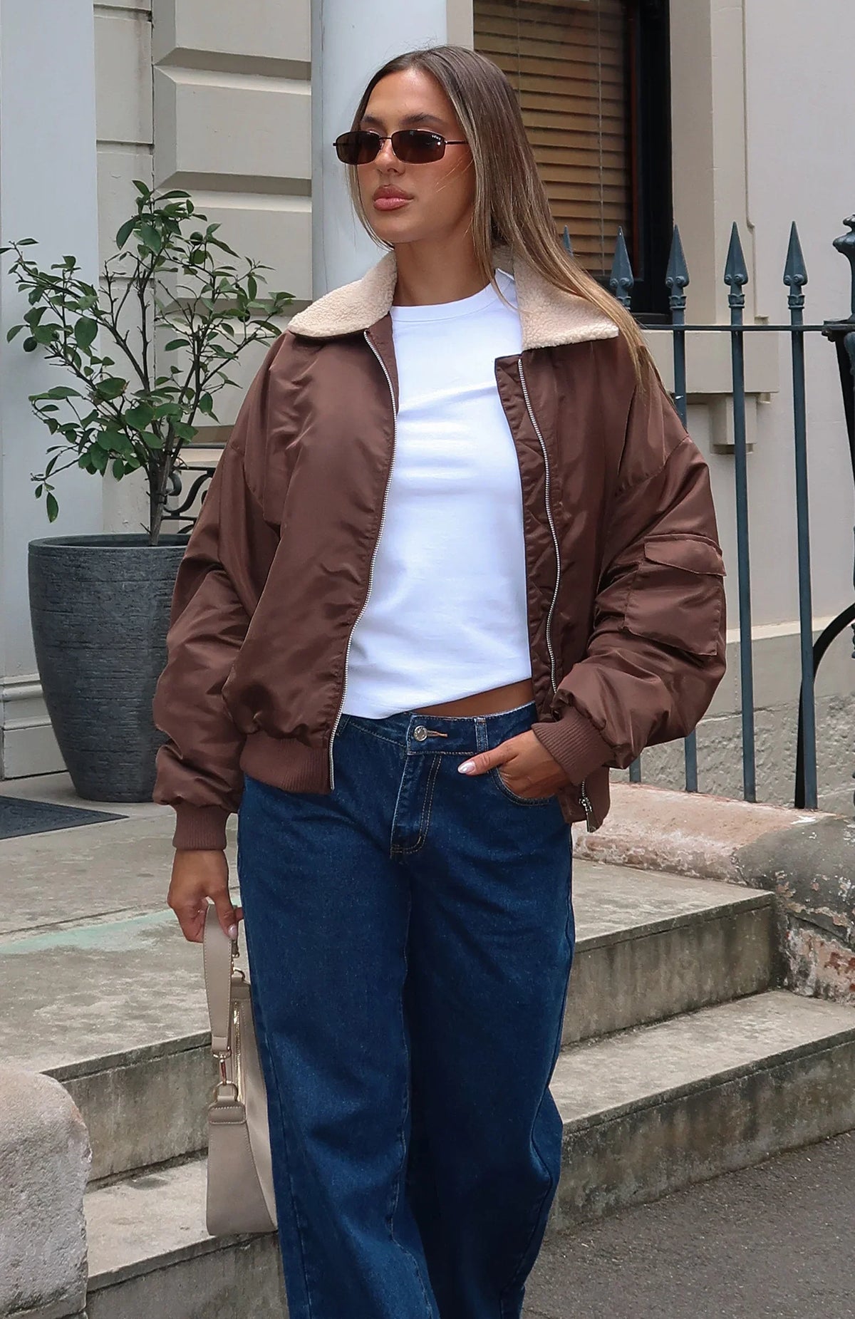 No Airtime Bomber Jacket Chocolate