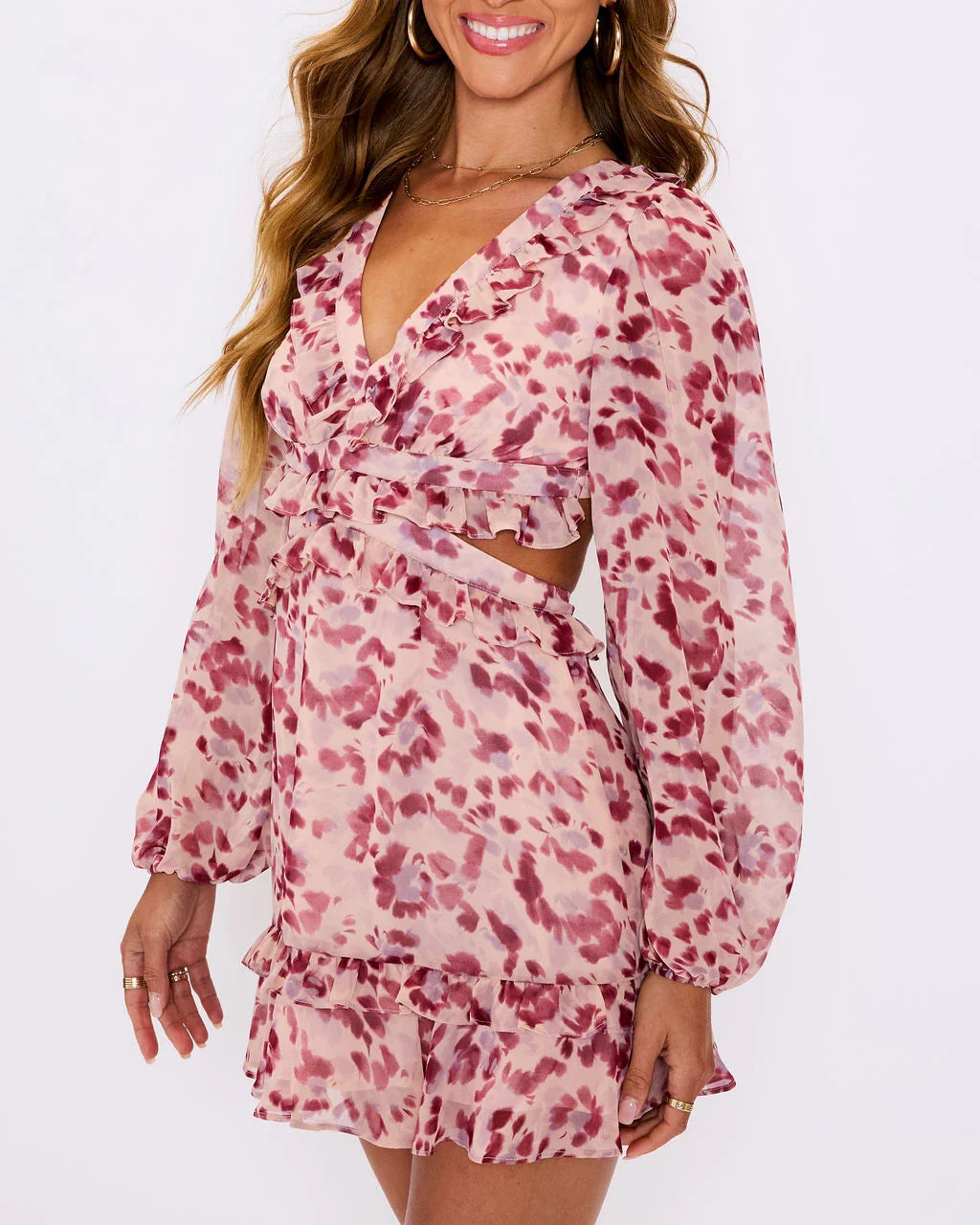 Amelia Floral Ruffle Mini Dress